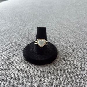 Heart shaped Ring with heart shaped opal gold tone 925 sterling silver